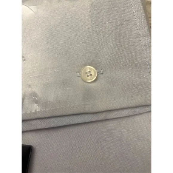 NEW Ralph Lauren Home RL Linen Solid Sheeting, true sky blue queen flat sheet, $ - Picture 3 of 6